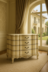 Luxus Barock Massivholz Kommode mit 4 Schubladen Creme Vintage Antik Stil Luxus Barock Massivholz Kommode mit 4 Schubladen Creme Vintage Antik Stil