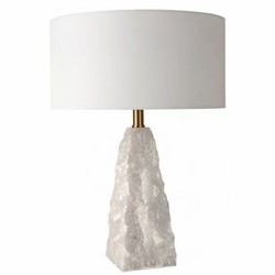 Casa Padrino lampada da tavolo di lusso in pietra naturale bianco / ottone A. 56 cm - Lampada da scrivania