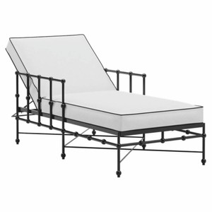 Casa Padrino Tumbona de Jardín de Lujo  con Reposabrazos Blanco / Negro 198 cm - Muebles de Hotel y Jardín