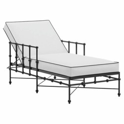 Casa Padrino Luxury Garden Lounger with Armrests Black / White 198 cm - Hotel & Garden Furniture