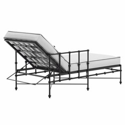 Casa Padrino Luxury Garden Lounger with Armrests Black / White 198 cm - Hotel & Garden Furniture