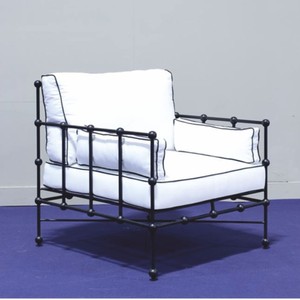 Casa Padrino sillón de lujo de hierro forjado negro / blanco - Sillón para hotel y jardín