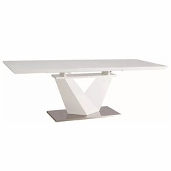 Casa Padrino tavolo da pranzo di design bianco / argento 160-220 cm - Tavolo da cucina allungabile