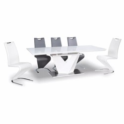 Casa Padrino tavolo da pranzo di design bianco / argento 160-220 cm - Tavolo da cucina allungabile