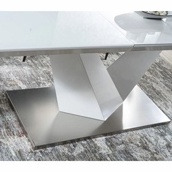 Casa Padrino tavolo da pranzo di design bianco / argento 160-220 cm - Tavolo da cucina allungabile