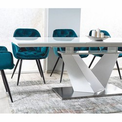 Casa Padrino tavolo da pranzo di design bianco / argento 160-220 cm - Tavolo da cucina allungabile