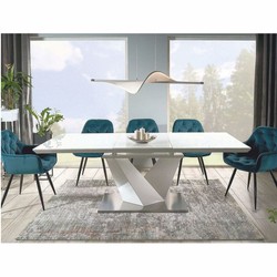 Casa Padrino tavolo da pranzo di design bianco / argento 160-220 cm - Tavolo da cucina allungabile