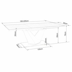 Casa Padrino tavolo da pranzo di design bianco / argento 160-220 cm - Tavolo da cucina allungabile