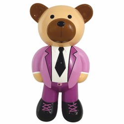 Deko Skulpltur Figur Teddybär mit Anzug Bunt