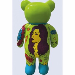 XXL Deko Skulptur Figur Teddybär Grün Bunt
