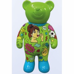XXL Deko Skulptur Figur Teddybär Grün Bunt