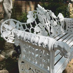 Casa Padrino Baroque Garden Bench White 148 cm - Baroque Garden Furniture