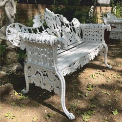 Casa Padrino Baroque Garden Bench White 148 cm - Baroque Garden Furniture