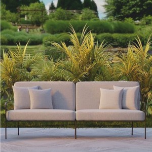 Casa Padrino sofá de lujo de hierro forjado negro / gris 210 cm - Sofá para hotel y jardín