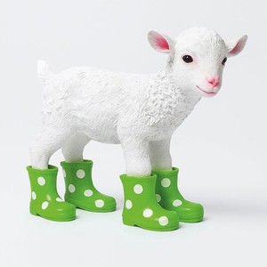Casa Padrino Decorative Figurine Goat with Rubber Boots White / Green 42 cm - Decorative Sculpture
