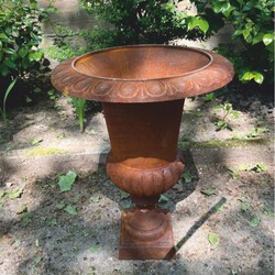 Casa Padrino Baroque Cast Iron Flower Pot Rust H. 62 cm - Baroque Style Garden Decoration