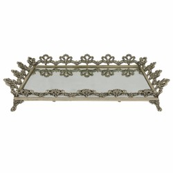 Casa Padrino Baroque Tray Silver 50 cm - Baroque Style Catering Accessories