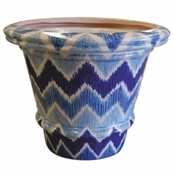 Casa Padrino vaso da fiori di lusso in ceramica blu / bianco Ø 79 x A. 63 cm - Decorazione da giardino