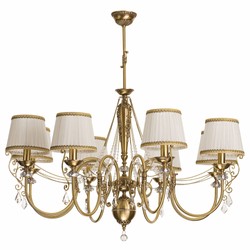 Casa Padrino Luxury Baroque Crystal Chandelier Brass with Patina / Cream / Gold Ø 110 x H. 80 cm