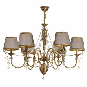 Prunkvoller Luxus Barock Kristall Kronleuchter Messing mit Patina Silber Beige Gold