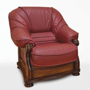 Luxus Barock Leder Sessel Bordeauxrot Braun