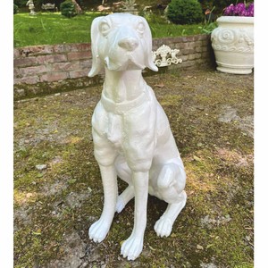 Casa Padrino escultura decorativa de perro en bronce blanco A. 70 cm - Decoración de jardín