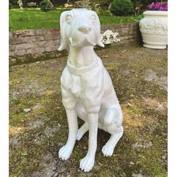 Casa Padrino scultura decorativa in bronzo cane bianco A. 70 cm - Decorazione da giardino
