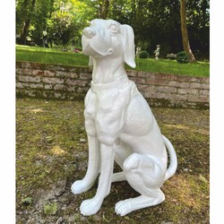 Casa Padrino scultura decorativa in bronzo cane bianco A. 70 cm - Decorazione da giardino