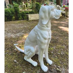 Casa Padrino scultura decorativa in bronzo cane bianco A. 70 cm - Decorazione da giardino