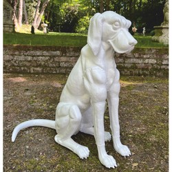 Casa Padrino scultura decorativa in bronzo cane bianco A. 70 cm - Decorazione da giardino