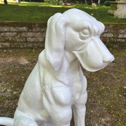 Casa Padrino scultura decorativa in bronzo cane bianco A. 70 cm - Decorazione da giardino
