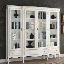 Casa Padrino vitrine baroque de luxe blanc / or 237 cm - Meubles baroques - Fabriqué en Italie
