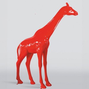 Casa Padrino XXL decorative sculpture giraffe red H. 320 cm - Huge garden decoration figure