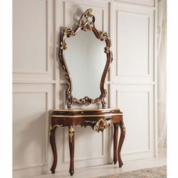 Casa Padrino console baroque de luxe avec miroir mural marron foncé / or - Fabriquée en Italie