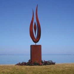Casa Padrino escultura decorativa de jardín de acero de lujo con columna óxido A. 324 cm