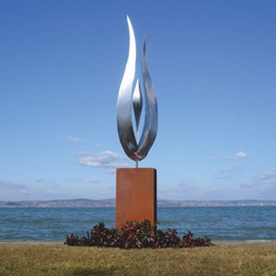 Luxus Hotel Garten Deko Metall Skulptur mit Säule Silber Rost