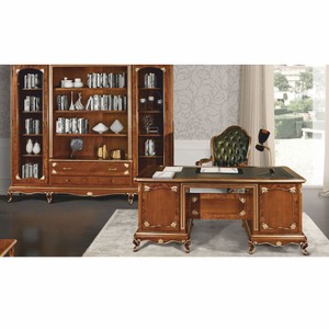 Casa Padrino Luxus Barock Schreibtisch Braun / Gold / Grün 180 cm - Made in Italy