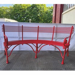 Casa Padrino Art Nouveau Garden Bench Red 200 cm - Baroque & Art Nouveau Garden Furniture