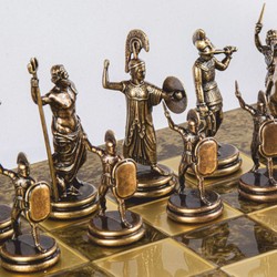 Casa Padrino conjunto de ajedrez de lujo oro / marrón / bronce 54 x 54 cm - Conjunto de ajedrez griego