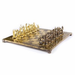 Casa Padrino conjunto de ajedrez de lujo oro / marrón / bronce 54 x 54 cm - Conjunto de ajedrez griego