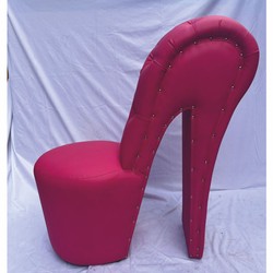 Casa Padrino luxury high heel faux leather armchair with rhinestones pink H. 100 cm