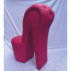 Casa Padrino luxury high heel faux leather armchair with rhinestones pink H. 100 cm