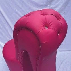 Casa Padrino luxury high heel faux leather armchair with rhinestones pink H. 100 cm
