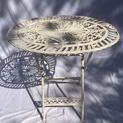 Casa Padrino mesa de jardín Art Nouveau crema 70 x 54 x A. 74 cm - Mesa de comedor de jardín plegable