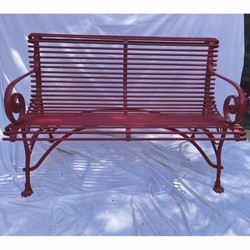 Casa Padrino Art Nouveau Garden Bench Dark Red 120 cm - Baroque & Art Nouveau Garden Furniture