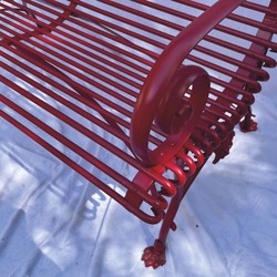 Casa Padrino Art Nouveau Garden Bench Dark Red 120 cm - Baroque & Art Nouveau Garden Furniture