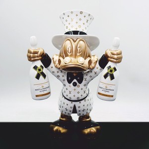 Casa Padrino XXL Decorative Sculpture Duck White / Gold / Black H. 170 cm - Large Decorative Figurine