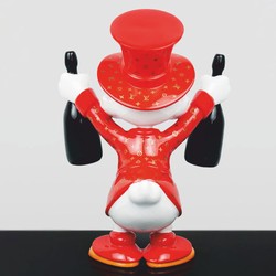 XXL Garten Deko Skulptur Figur Ente Rot Weiß Schwarz