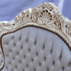 Casa Padrino Baroque Living Room Armchair Gray / Antique White - Magnificent Baroque Furniture