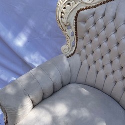 Casa Padrino Baroque Living Room Armchair Gray / Antique White - Magnificent Baroque Furniture